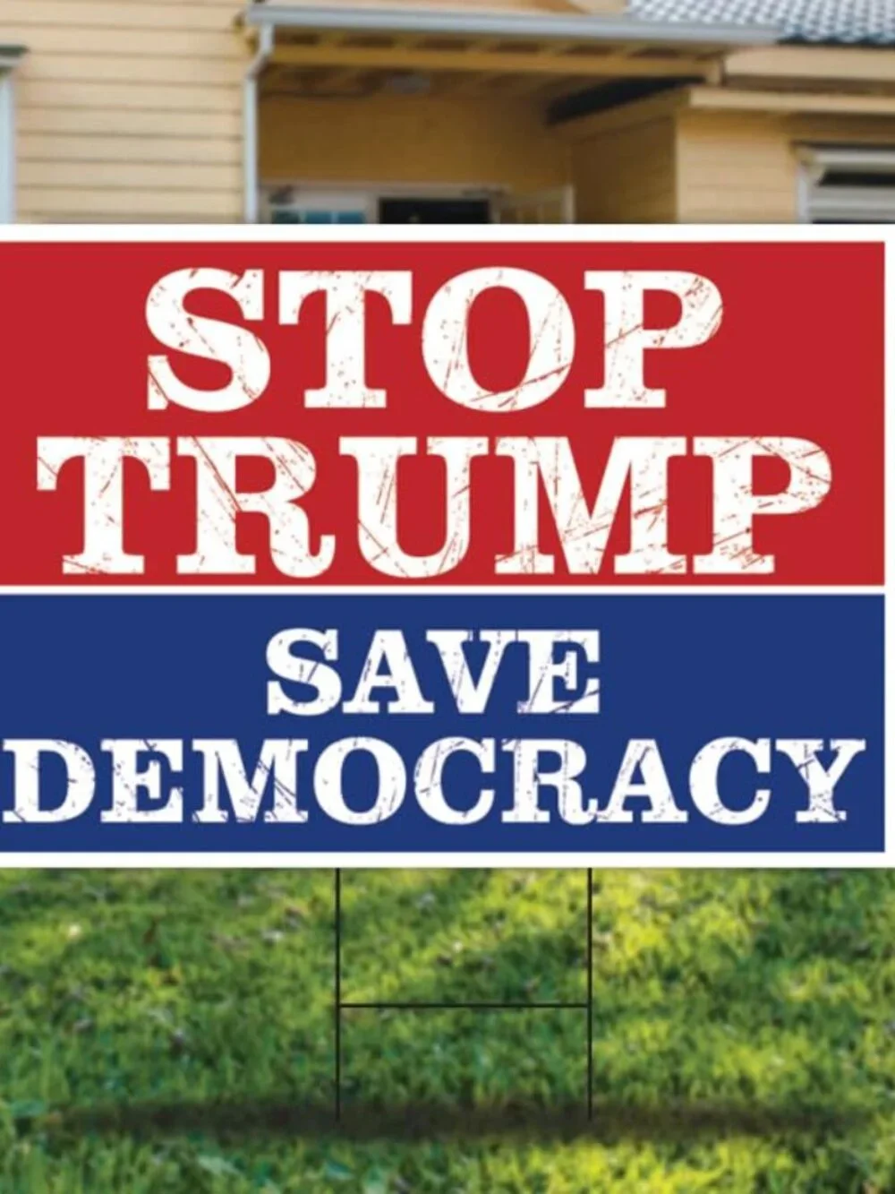 Stop Trump Save Democracy Yard Sign Resist Hate Lawn Sign Anti Trump Sign Double